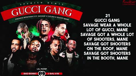 gucci gang remix en letra|21 savage gucci gang lyrics.